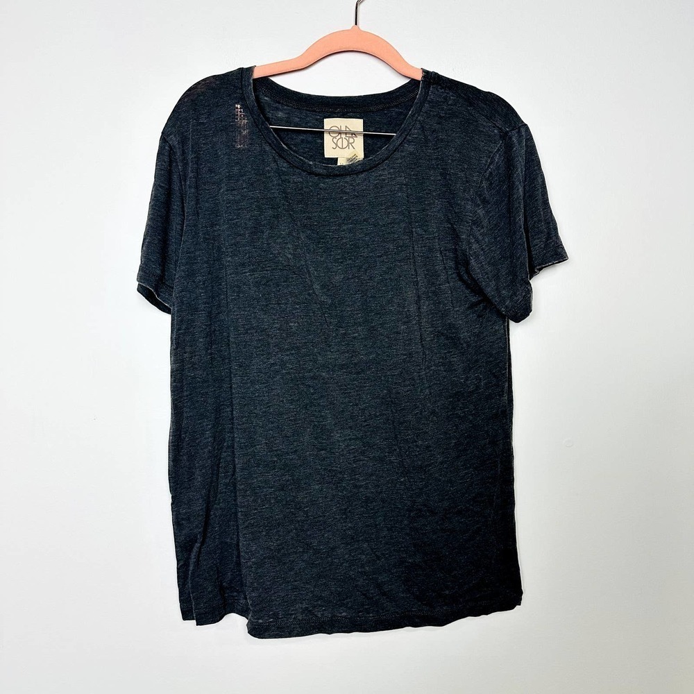 Chaser NWOT Distressed Crew Neck Short Sleeve Casual T-Grey Black Size Medium